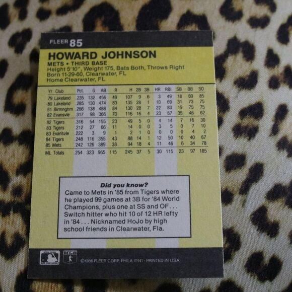 Howard Johnson #85 Baseball Card - Picture 2 of 2
